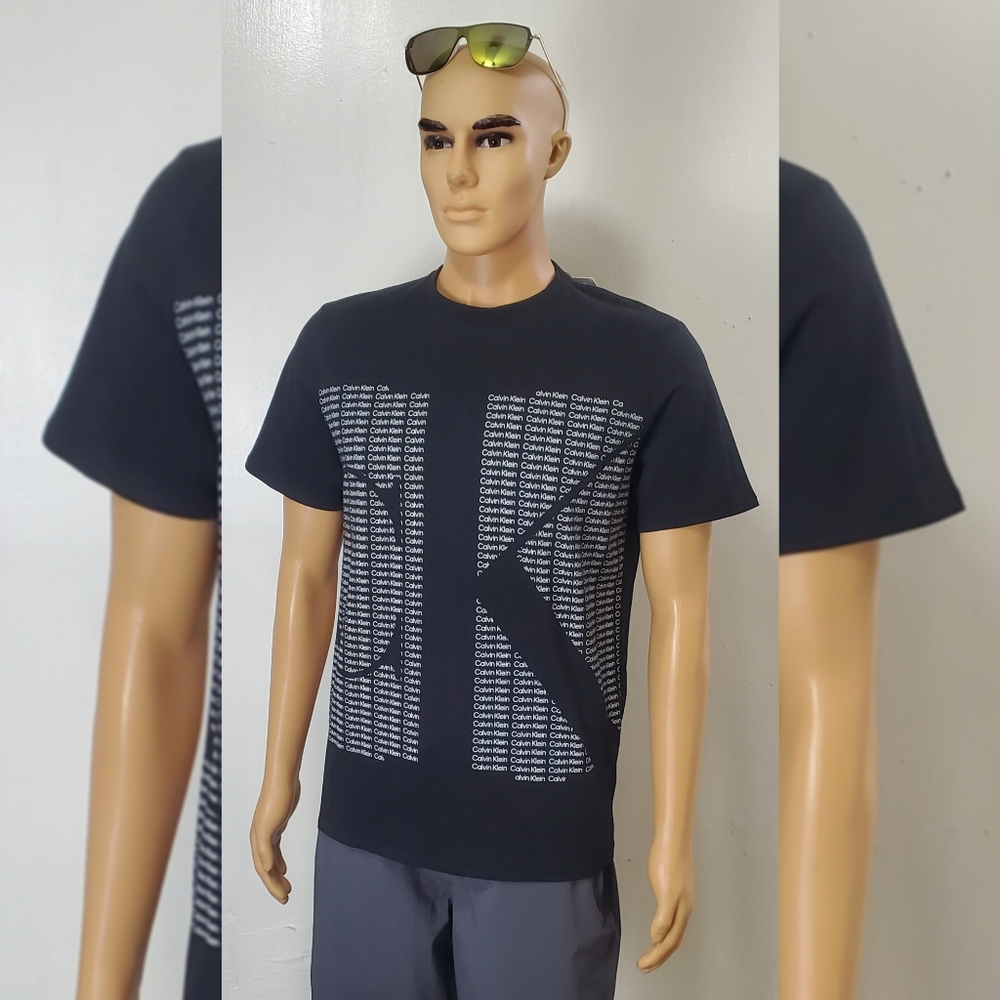 CALVIN KLEIN TSHIRT MEN'S CREW NECK SHORT SLEEVE GRAPHIC BIG LOGO SIZE S BLACK - Picture 10 of 12